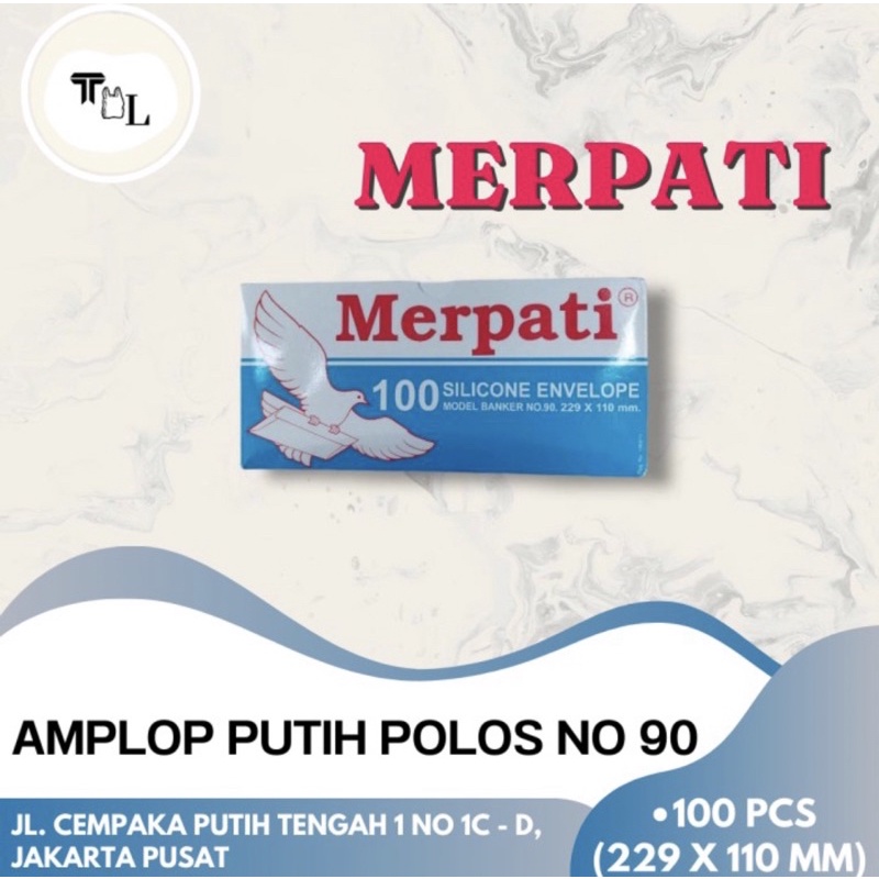 

Amplop Putih Polos No 90 Merpati (229 X 110 MM) - Isi 100 Pcs