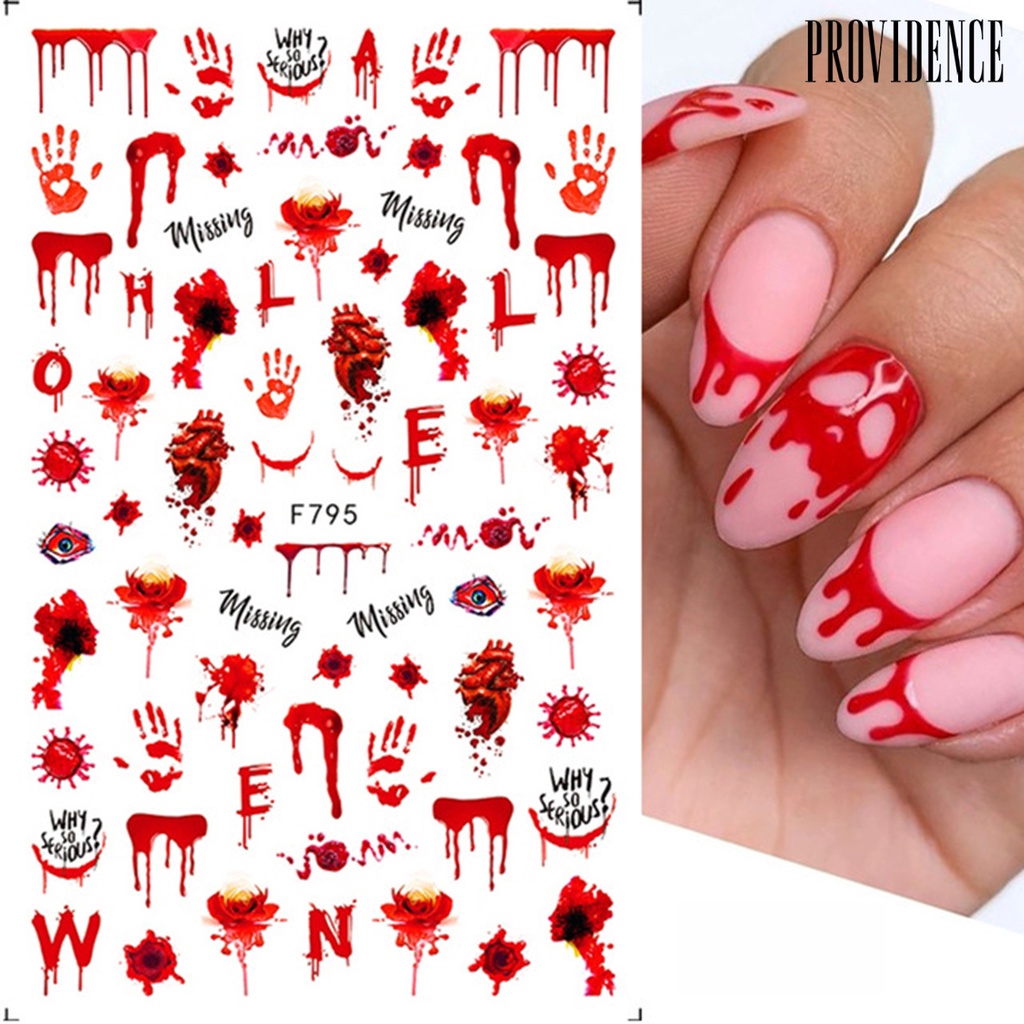 Providence 2Pcs/Set Bloody Nail Horror Sticker Halloween Patterns Red Eyes Unique Hands Sliders Suture Scars DIY Stickers for Female