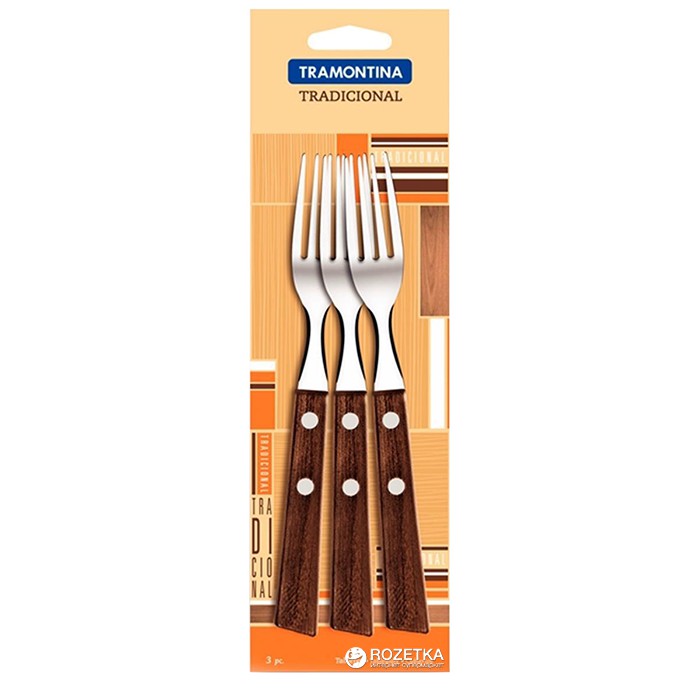 Made in Brazil Garpu Makan Gagang Kayu TRAMONTINA set 3pc Fork