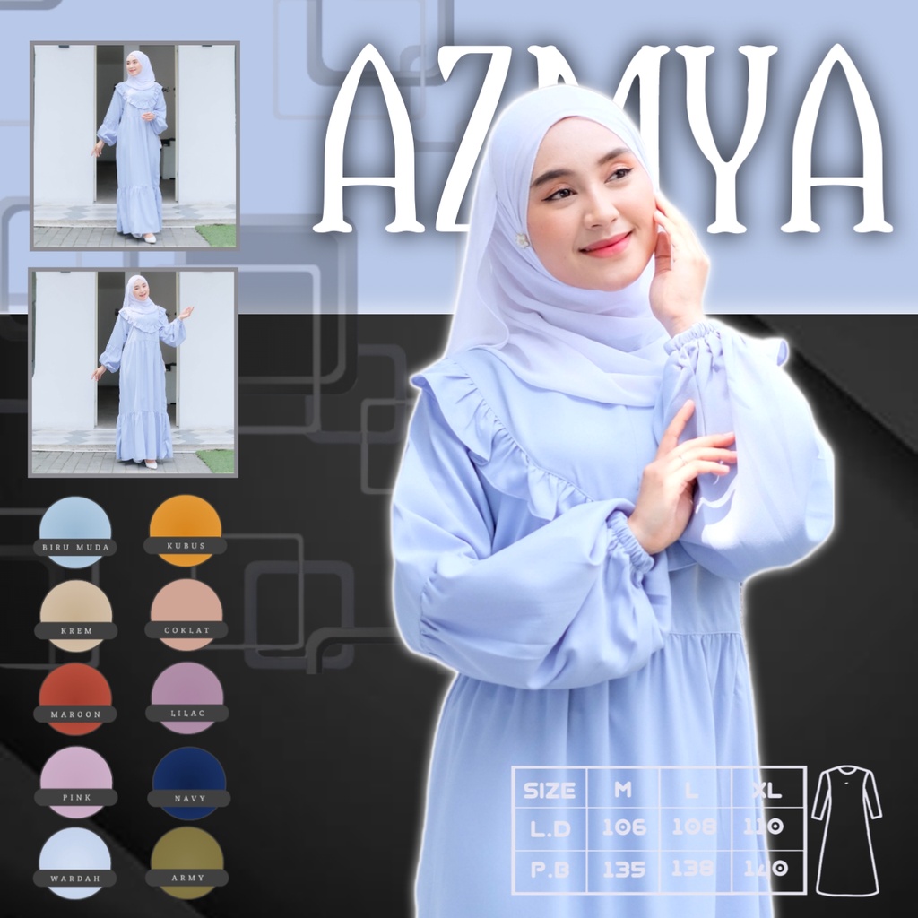 AZMIYA - Baju Gamis Wanita Terbaru 2022 Dress Remaja Kekinian Model Muslim Syari Dres Dewasa Set War