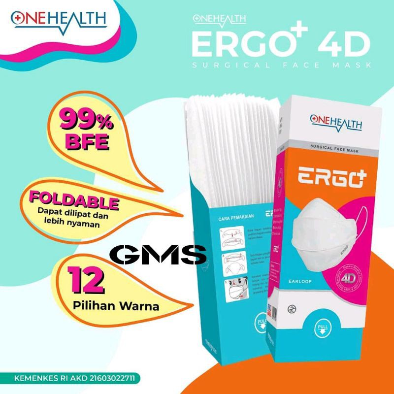 Masker Medis ERGO+ 4D Onehealth Per Box isi 25 Pcs