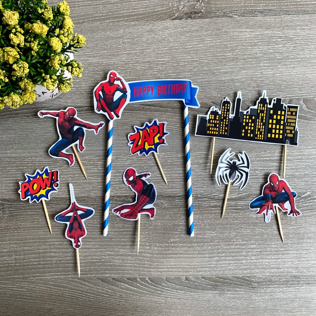 Topper Cake Spiderman Ulang Tahun Hiasan Kue Ulang tahun Birthday cake Dekorasi Termurah