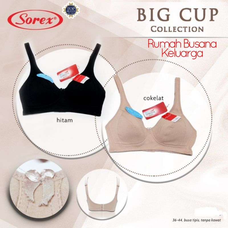 BH Bra Wanita Sorex Big Cup Collection Model 01008 Cup D Tanpa Kawat Busa Tipis Original Premium