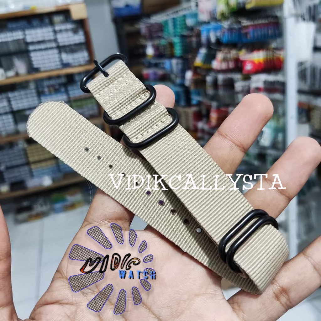 Strap Tali Jam Tangan PVD Nylon Nato Zulu Canvas 18mm 20mm 22mm 24mm Premium 5-Ring PVD Strap Tali Jam Kanvas 18 20 22 24