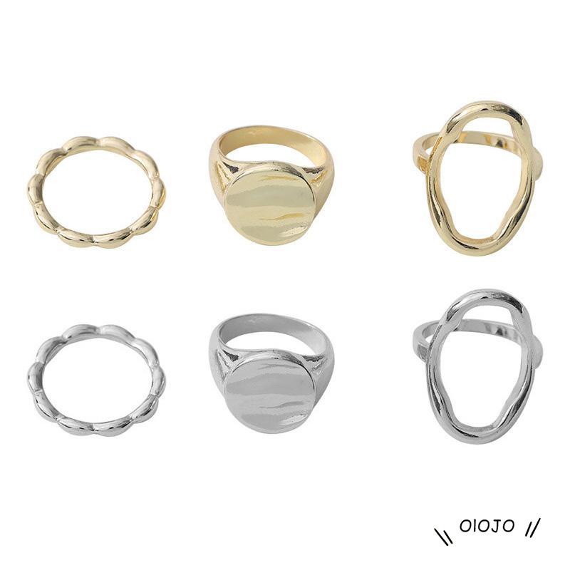 3pcs Cincin Jari Telunjuk Desain Geometri Hollow Untuk Wanita - ol2