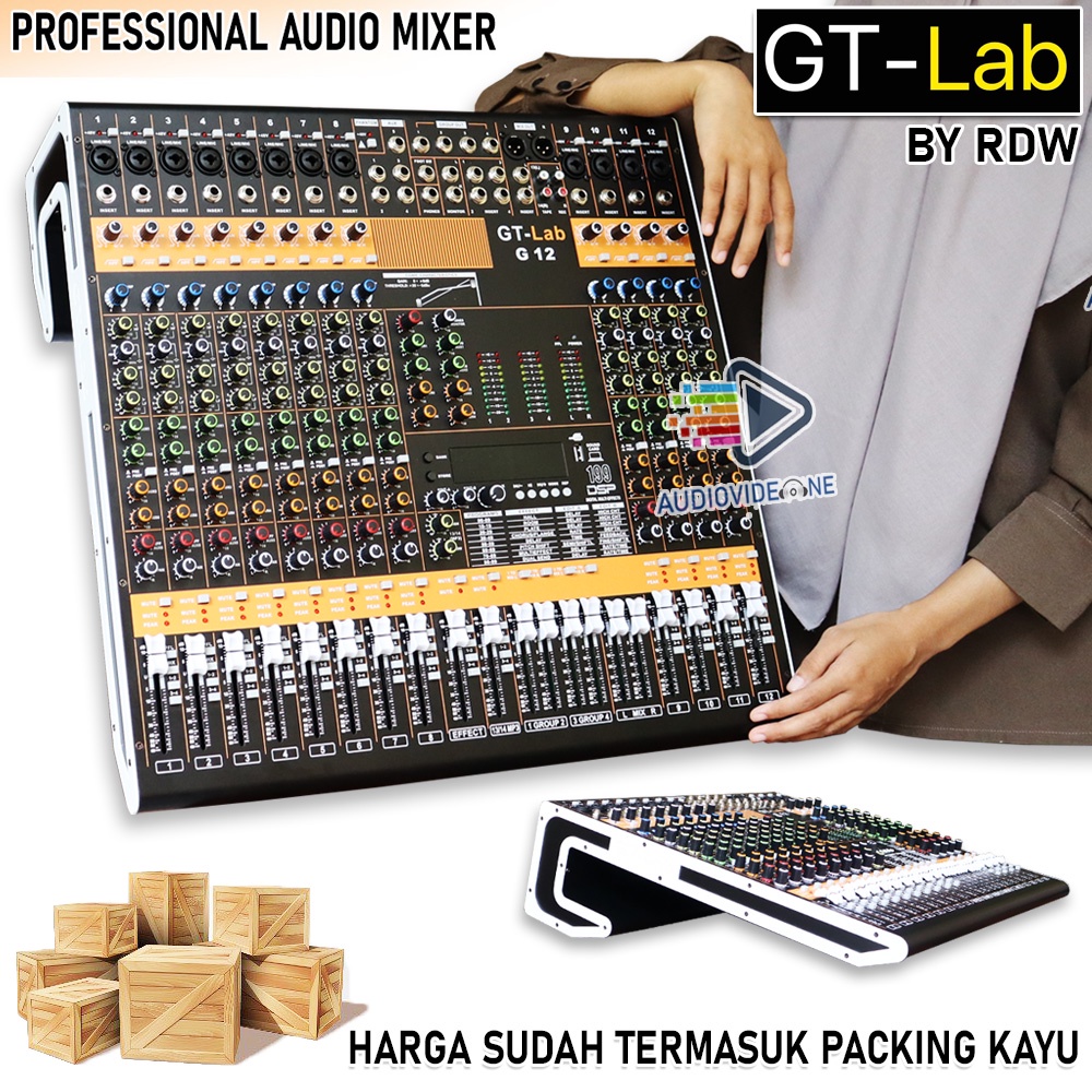 Mixer GT-LAB 12 Chanel Premium 4 Bus With 199 Dsp Mikser Audio By RDW Original Packing Kayu