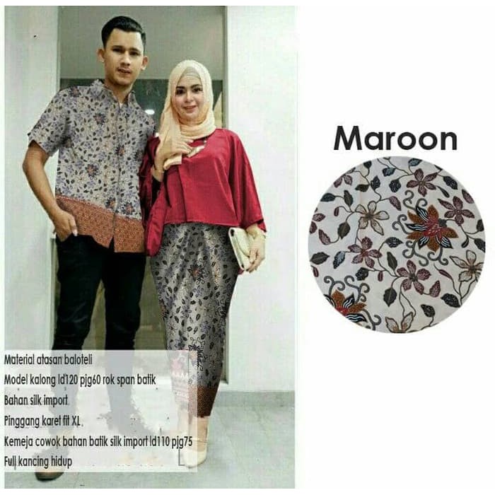 Pakaian couple  Couple Andara Batik.Maroon