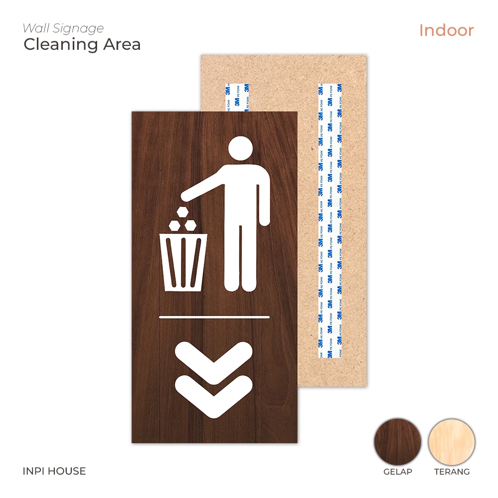 INPI HOUSE Signage Trash Bin - Papan Tanda Tempat Buang Sampah - Portrait - Brown - Indoor