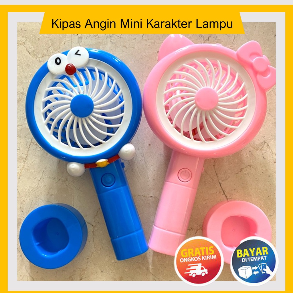 Kipas Angin Mini Karakter Lampu/Kipas Genggam Mini Led/Kipas Angin Genggam Rechargeable