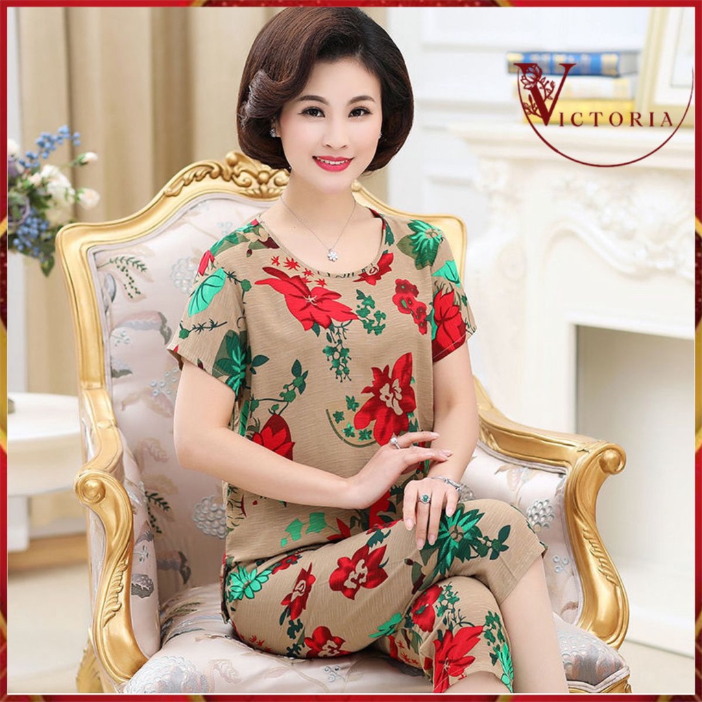 Victoria Pakaian Wanita Baju Tidur Piyama Lengan Pendek Import Fit to XXL 4068