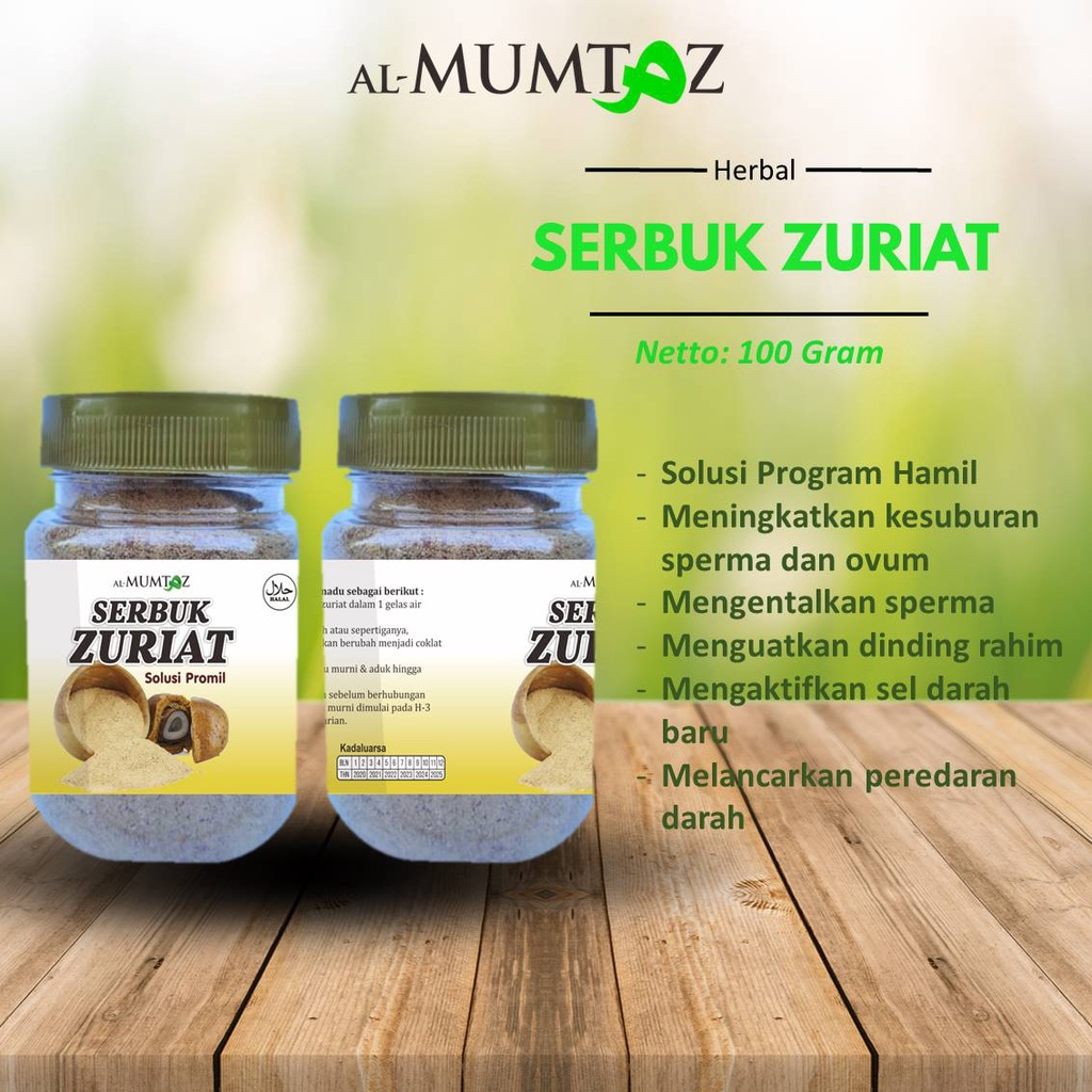 

Bubuk/Serbuk Zuriat Almumtaz Herbal Alami Promil Bubuk Zuriyat Doum Murni Alami Al Mumtaz