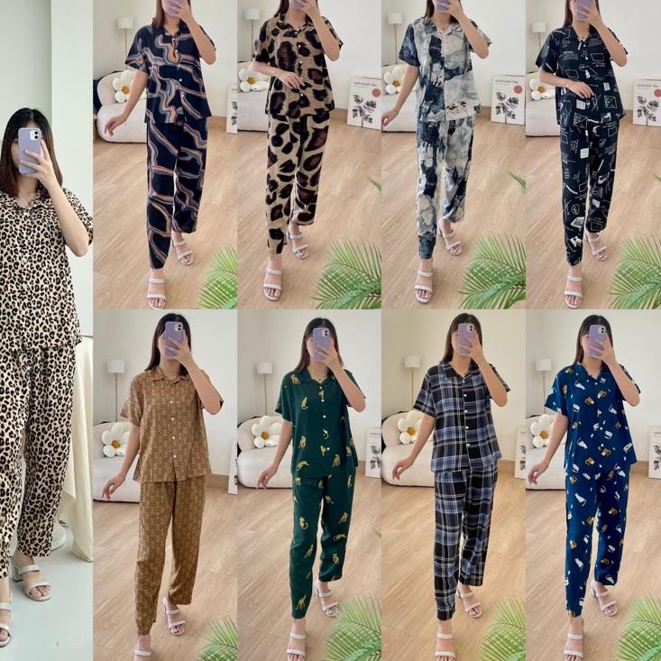 Penjualan Terbanyak.. Piyama Rayon Set / Set Piyama Rayon Panjang / Piyama Panjang Rayon / Stelan Ra