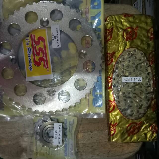 Gear set sss klx 150 gear sss 428 rantai gold