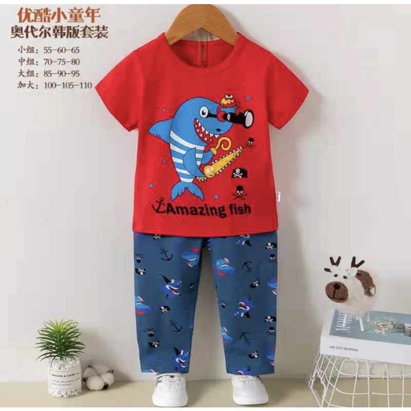 BAJU ANAK 5-7THN SETELAN IMPORT PIYAMA KAOS CELANA PANJANG MOTIF READY STOCK SIZE PREMIUM