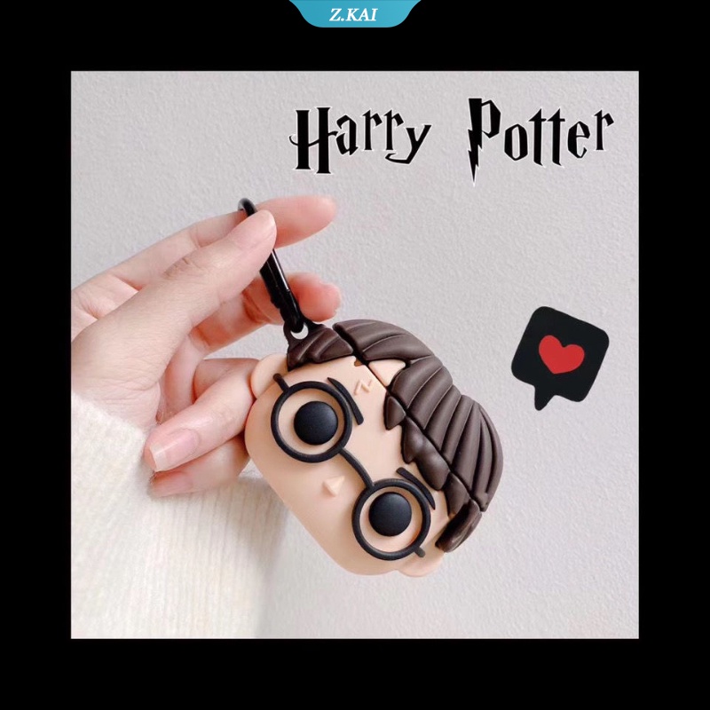 Casing Silikon Motif Kartun Harry Potter + Gantungan Kunci Untuk Simpan Earphone Wireless Bluetooth Apple Airpods 1 2 Pro