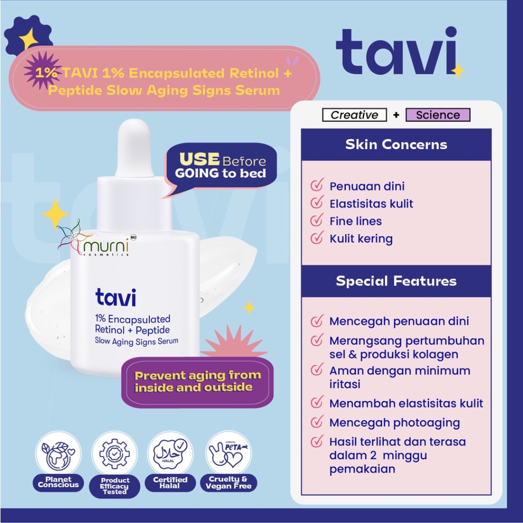 TAVI 1% ENCAPSULATED RETINOL + PEPTIDE SLOW AGING SERUM 30ML