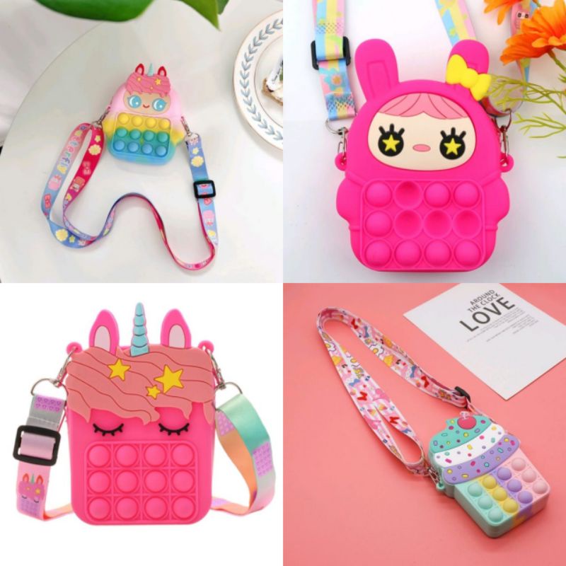 tas anak jelly unicorn pop it rainbow