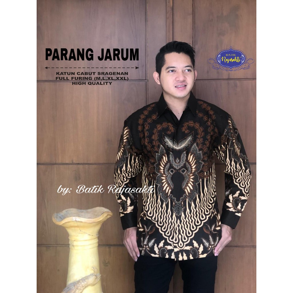 PARANG JARUM Kemeja Batik Pria Lengan Panjang Katun Halus FULL FURING Rajasakti