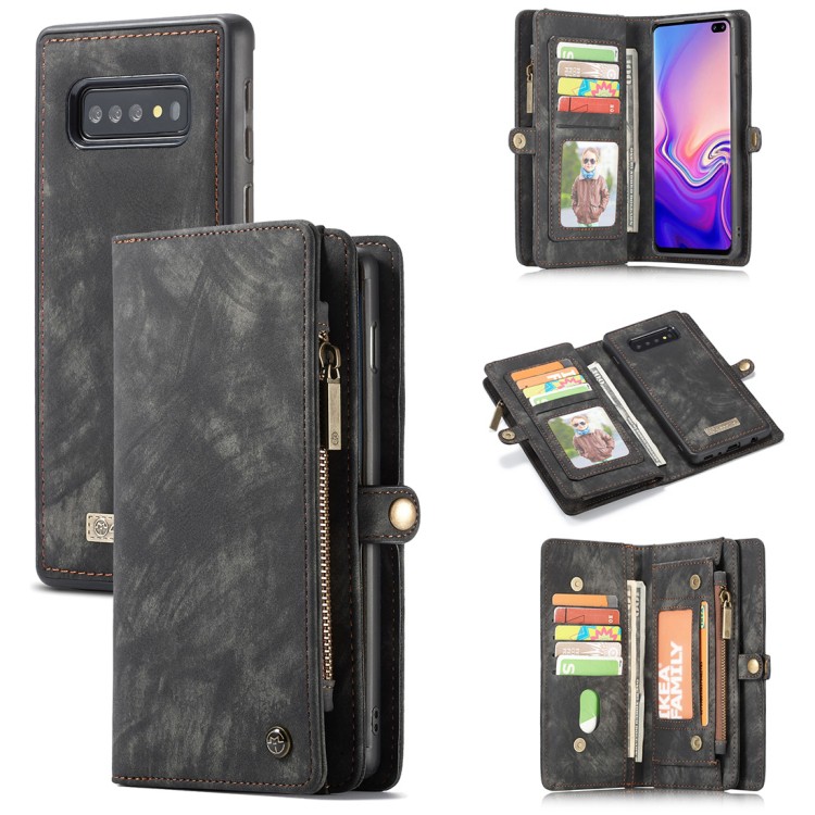 SS11203 - CASEME MULTI LEATHER WALLET CASE GALAXY S10 PLUS BLACK