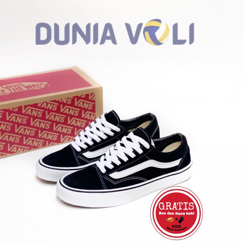 Sepatu Vans Import Vans Oldskool Black White OG Ivory (Free Kaki)