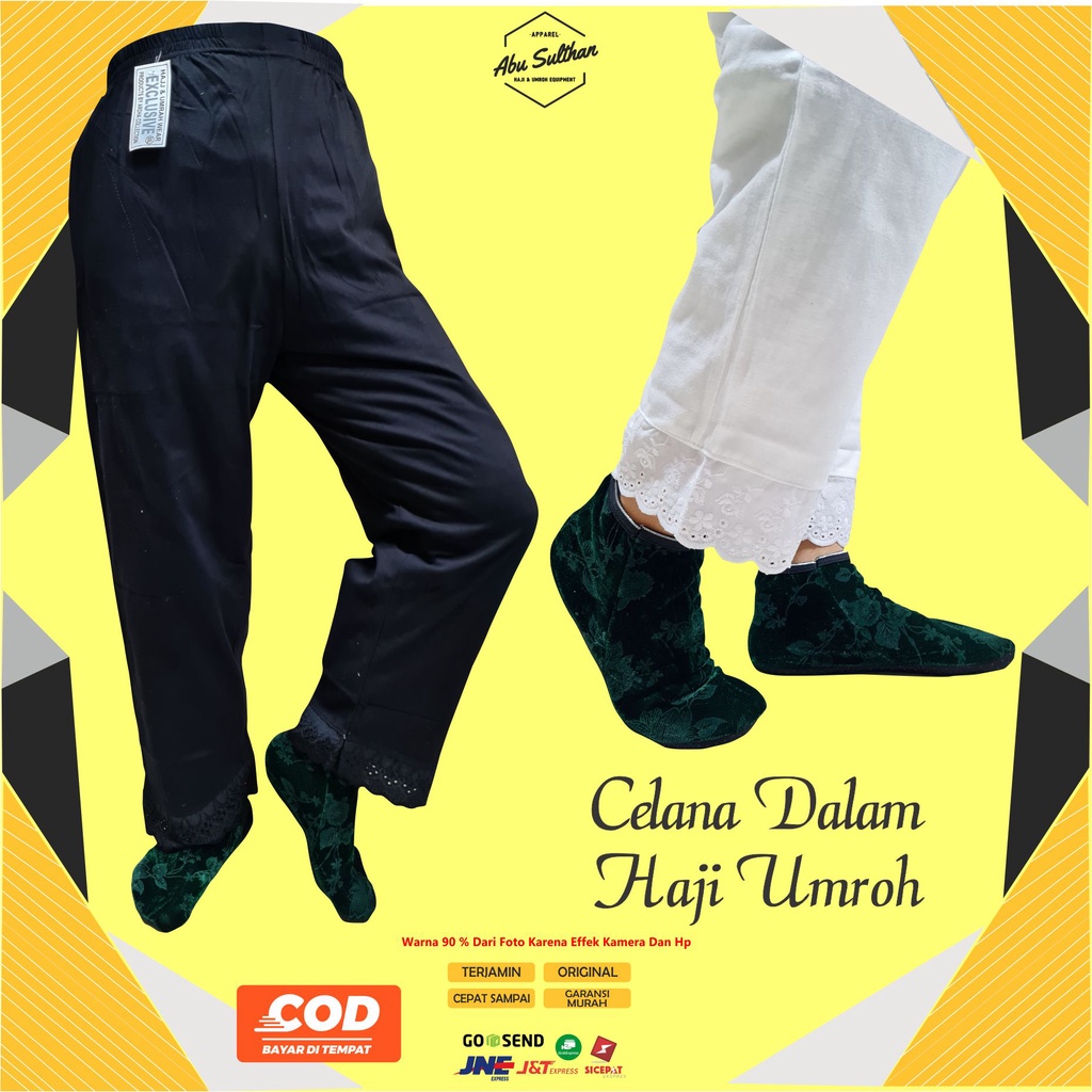 Celana ihram ihrom Dalaman Panjang Haji Wanita Renda/ Cardut Twill Hitam Super Katun Renda/ Legging Wanita Haji Umroh Hitam