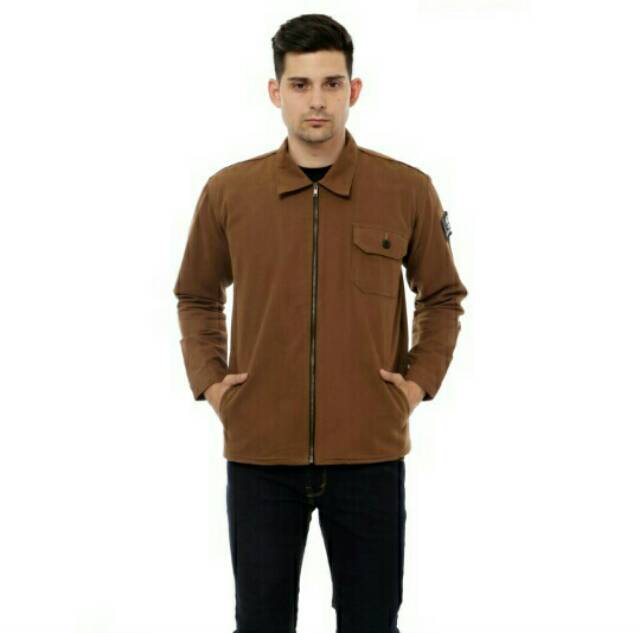 Jaket Semi Parka Zip Coklat Camel