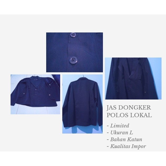 Jas Pria Slim Fit Navy Blue/Biru Dongker Kancing 2 UKURAN XL