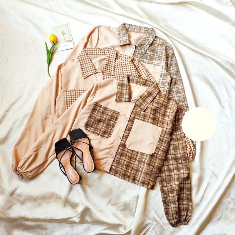 Mika Crop Top Blouse.kemeja mika crop top