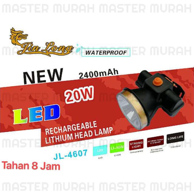 Senter Kepala 20watt Bisa Charge 20 Watt Headlamp Cahaya Kuning JL4607