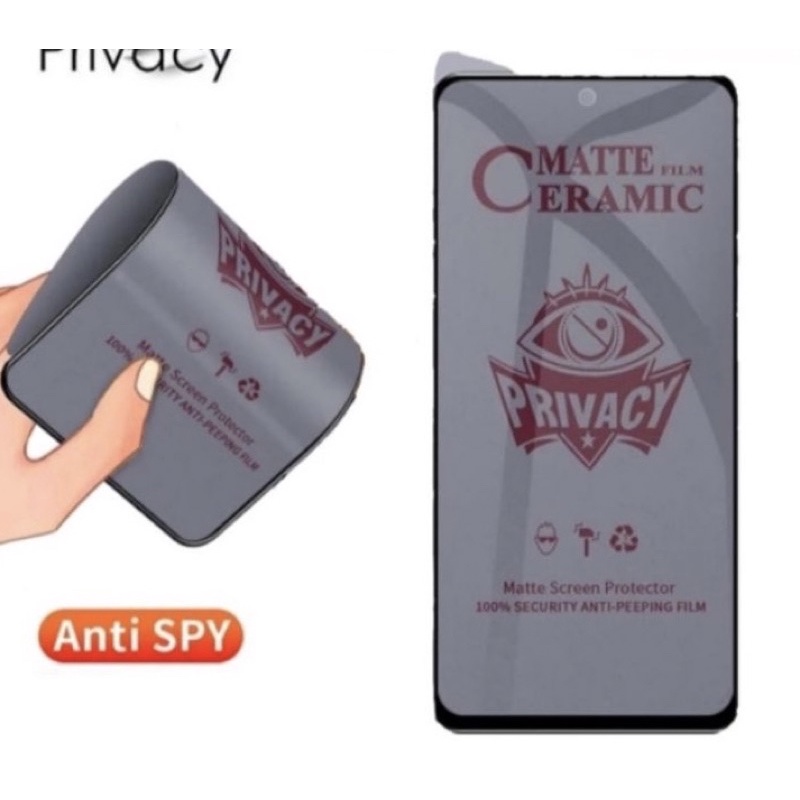 anti gores anti spy privacy matte ceramic vivo T1 Pro S1 pro T1 V25 V23 V21 V20 V20 se V19 V15 V11 V15 pro V17 pro Y22 Y22S Y35 Y16 Y12 Y30 Y75 Y12 anti minyak fullayar