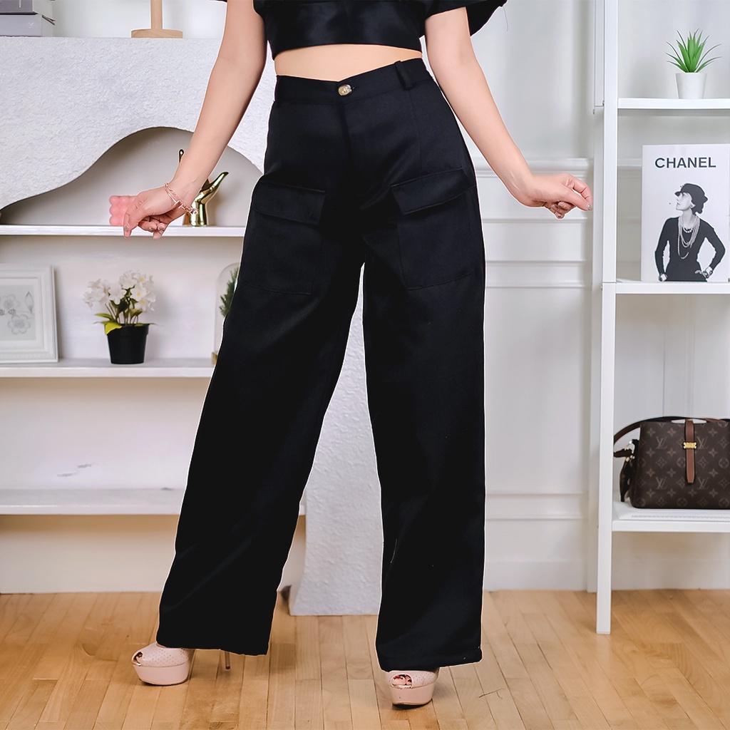 BEFAST - ZEC OOTD Wanita Celana Panjang AIKANY / RB Pocket Drill Pants / Celana Panjang Kasual / Celana Pocket Wanita / Fashion Kekiniaan Remaja Wanita / Celana Panjang Model Terbaru 2022 / Trendy / Celana Panjang Polos