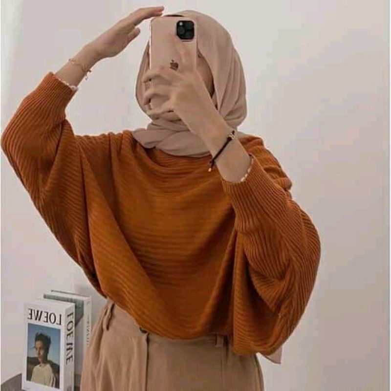 sweater kalong Rajut Oversize / Outer Rajut Wanita Batwing Kekinian / Batwing Rajut All Size Premium