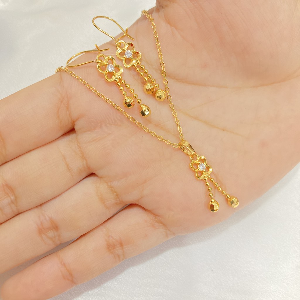 Set Kalung Anting Jurai Lapis Emas Aksesoris Perhiasan