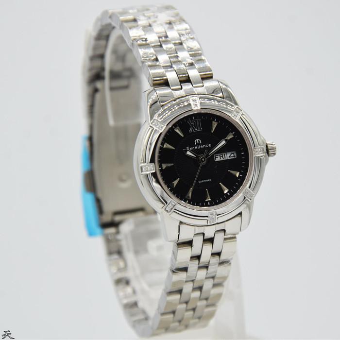 Jual Jam Tangan Original Wanita Excellence 8505LS - Silver Black Bergaransi