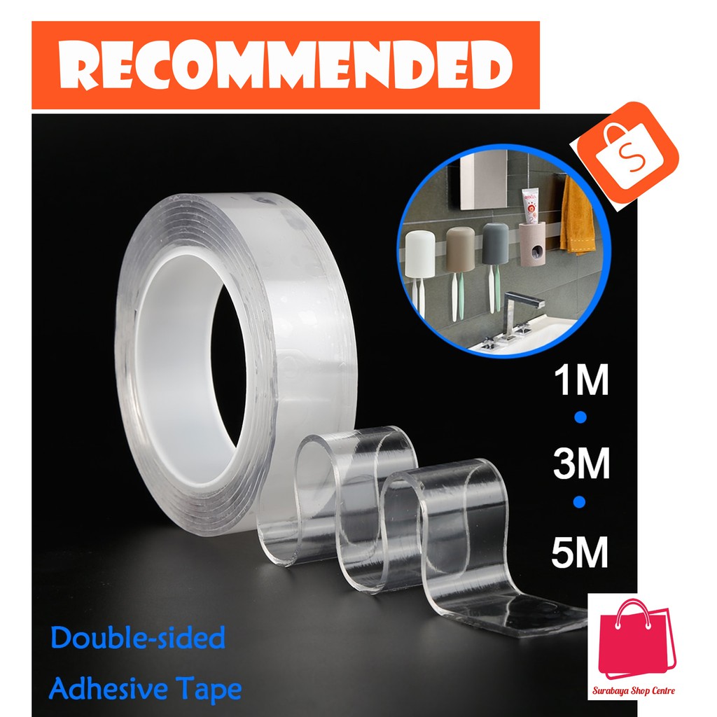 

Double Tape Perekat Transparent No Trace Washable Sticker 3 x 0.1 cm - J007