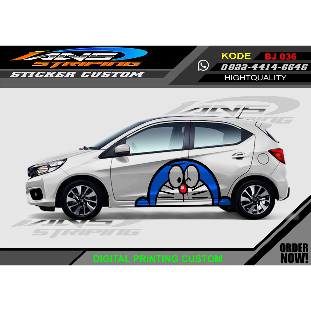 DECAL STICKER HONDA BRIO DORAEMON/ VARIASI MOBIL JAZZ, BRIO, AVANZA, PAJERO DLL