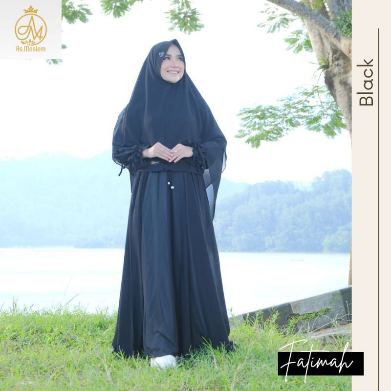 FATIMAH dress only by AsMoslem warna hitam, gamis ceruty premium