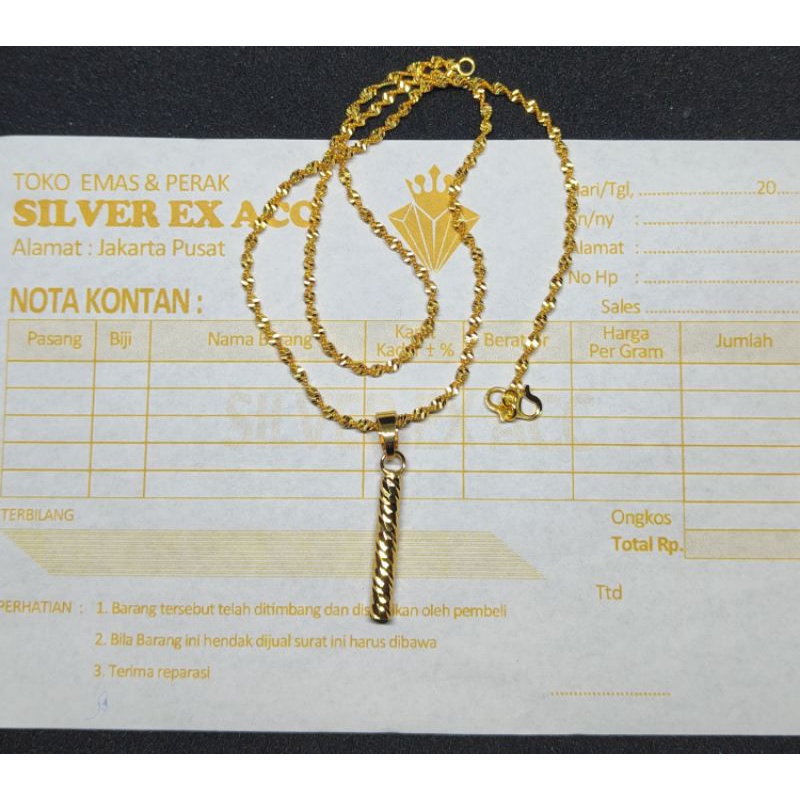 kalung ulir liontin bentuk bambu berlapis emas asli 24k paling laris saat ini