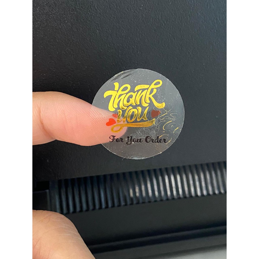 

Stiker Label Sticker Transparant Bening Gold Thank You Love Merah Segel Seal Event Product