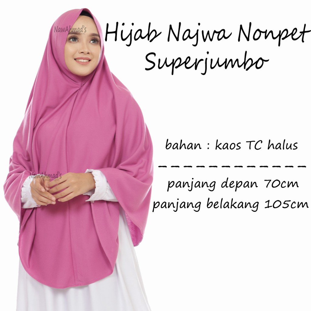 Hijab Jilbab Najwa Non Pet Super Jumbo Syari