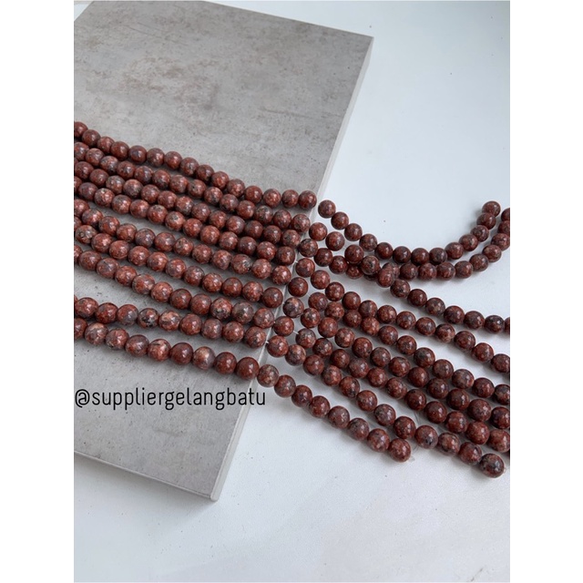 bahan red jasper 10mm natural batu alam akik gloss bahan gelang kalung