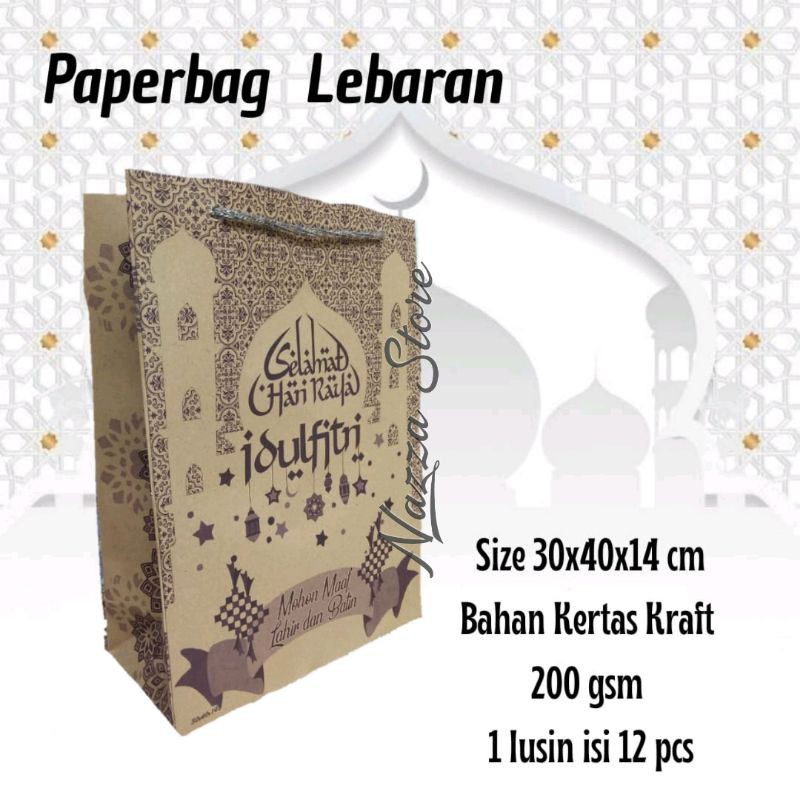 

Paperbag parcel lebaran 30x40x14 cm isi 12 pcs