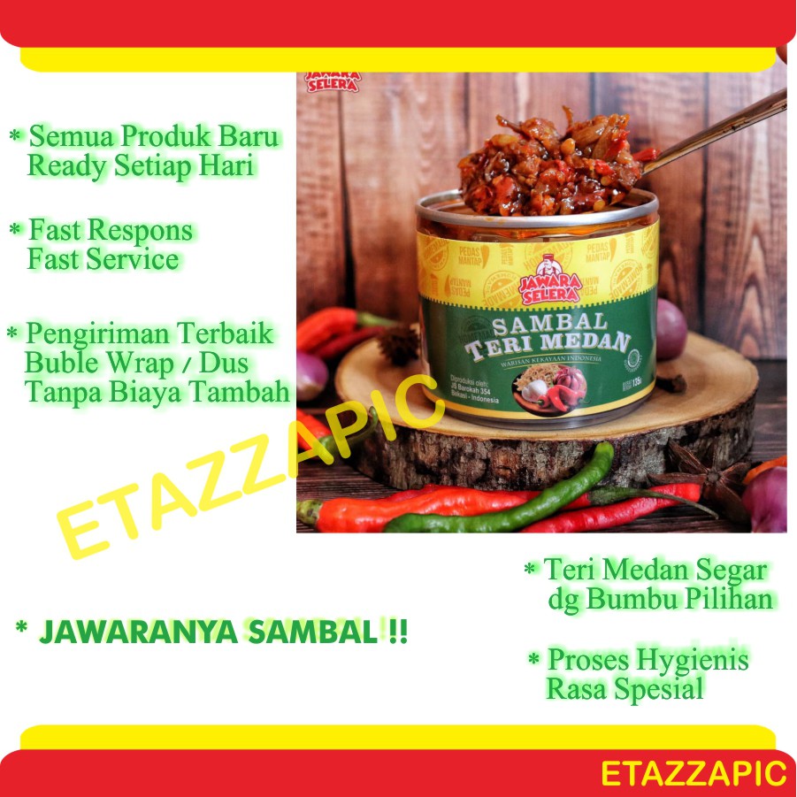 

Sambel JAWARA SELERA Sambal Teri Medan ASLI 135 Gram Kaleng Extra Pedas Original