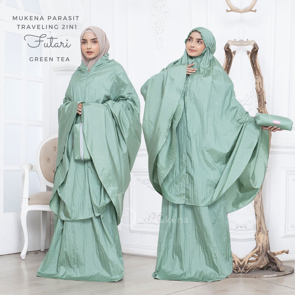 Mukena Dewasa Parasit Polos Premium Traveling 2in1 Futari