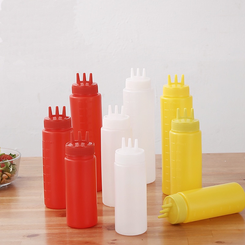 【Random Color】Food Grade 3 Holes Twist Cap Plastic Squeeze Bottle