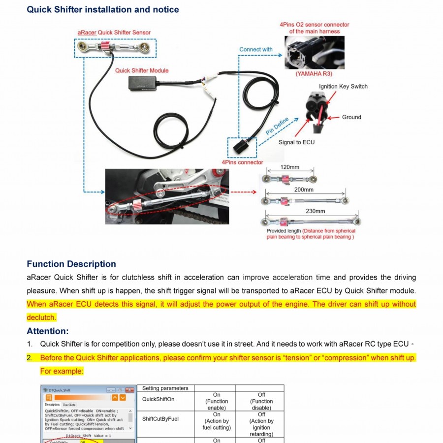 Quick Shifter aRacer QS-Racing Two Way