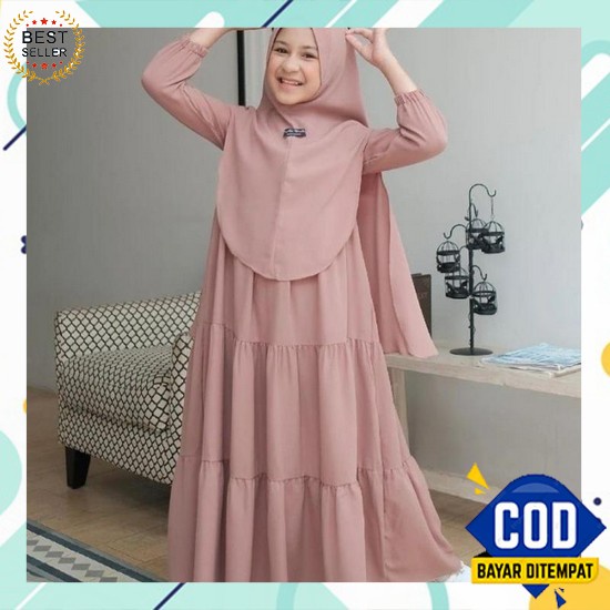 Meira Kids / Baju Gamis Anak Cewek Terbaru Bahan Crinkle / Fashion Muslim Anak Perempuan / Dress Ana