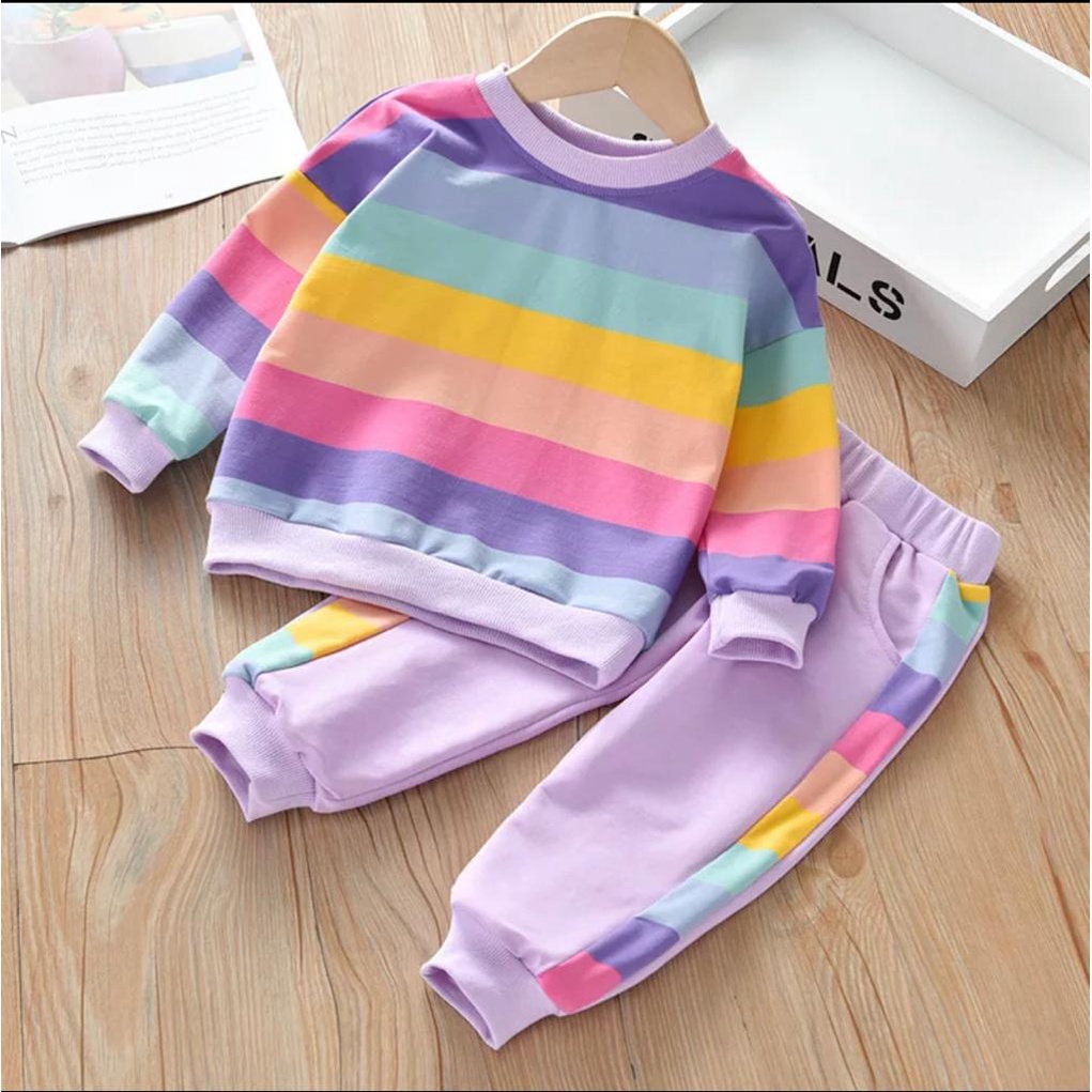 COD / SETELAN SWEATER ANAK TERBARU / SETELAN BABYTERRY RAINBOW 1-5 TAHUN