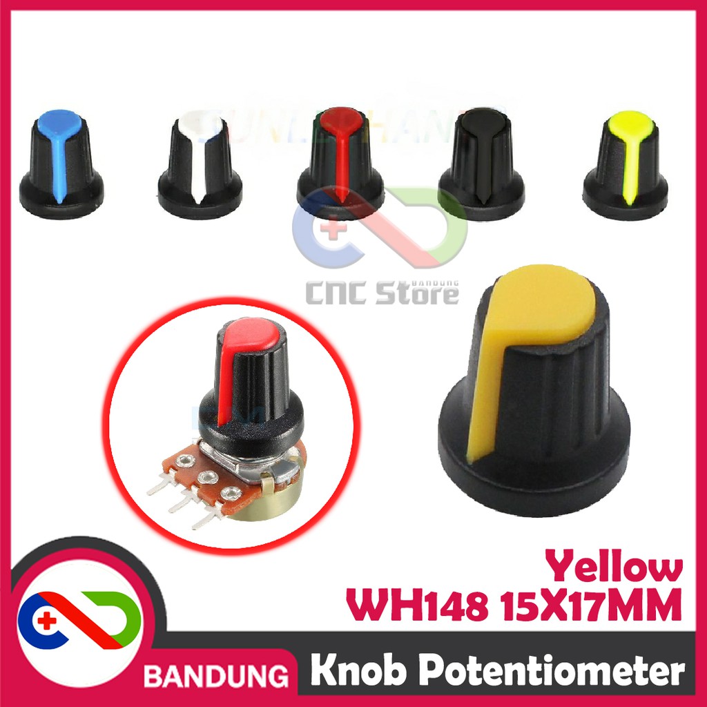 KNOB POTENTIOMETER POTENSIOMETER ROTARY WH148 15X17MM YELLOW KUNING