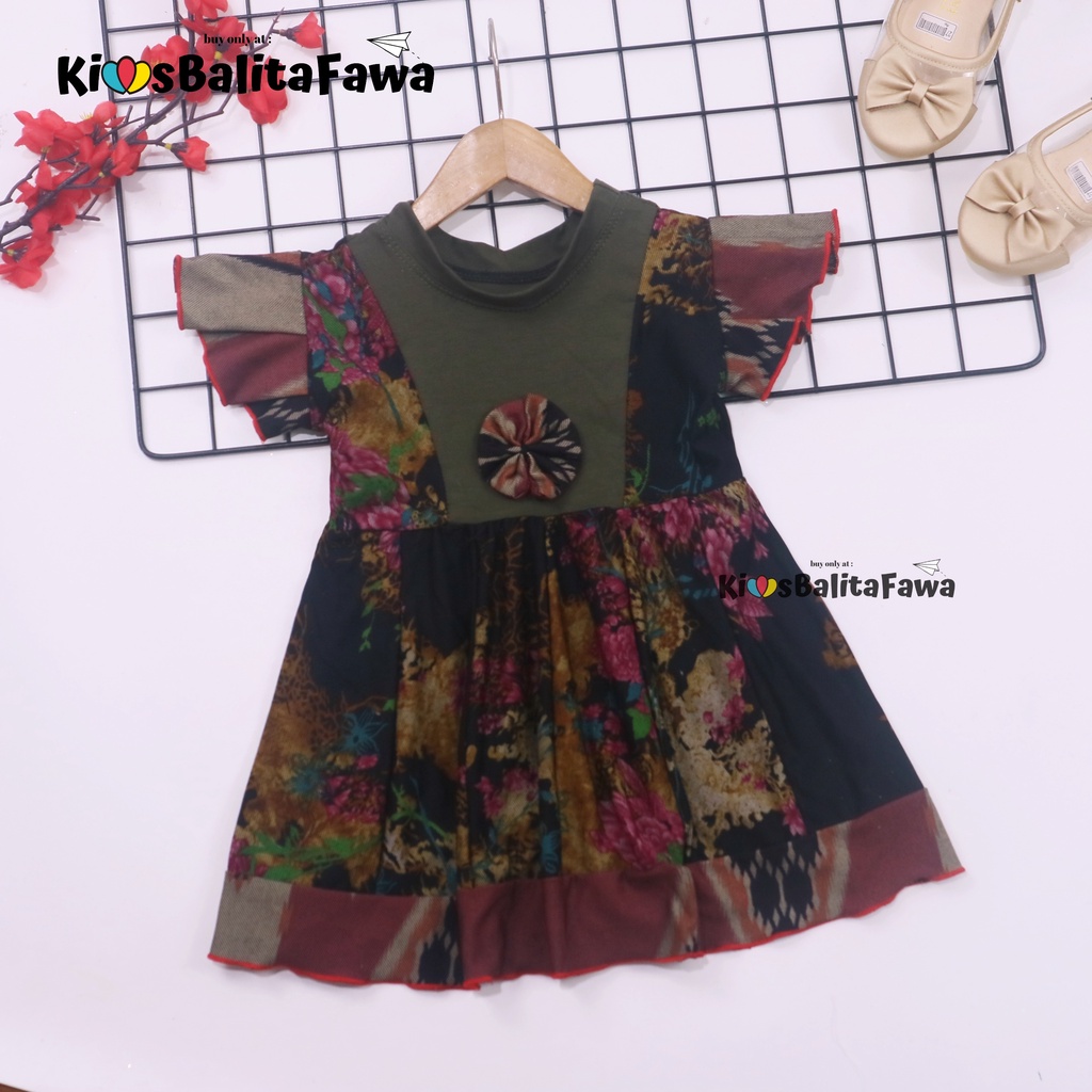 (BATIK) Dress Tania uk 6-18 Bulan / Dres Anak Bayi Perempuan Lengan Pendek Gaun Pesta Import Baby